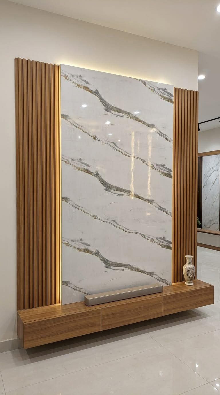Luxury Fluted Panel LCD Console